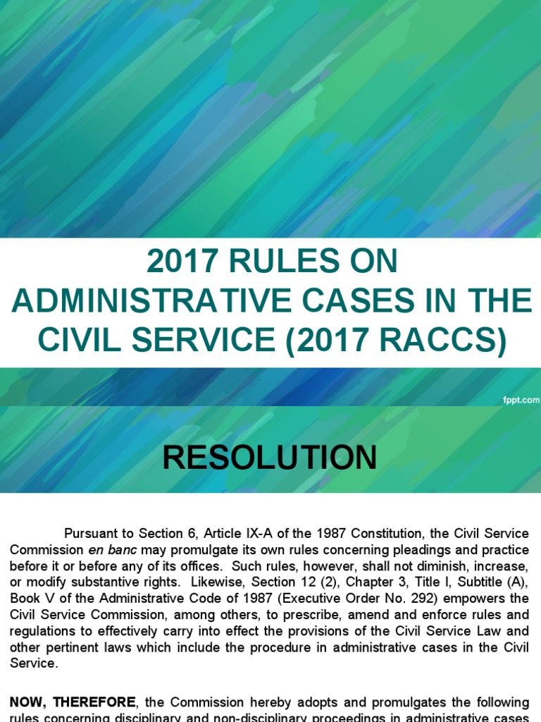 2017 Rules On Administrative Cases in The Civil Service (2017 Raccs