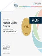 Certificate: Kalahastri Lakshmi Prasanna