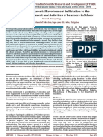 The Effects of Parental Involvement in Relation To The Academic Achievement and Activities of Learners in School