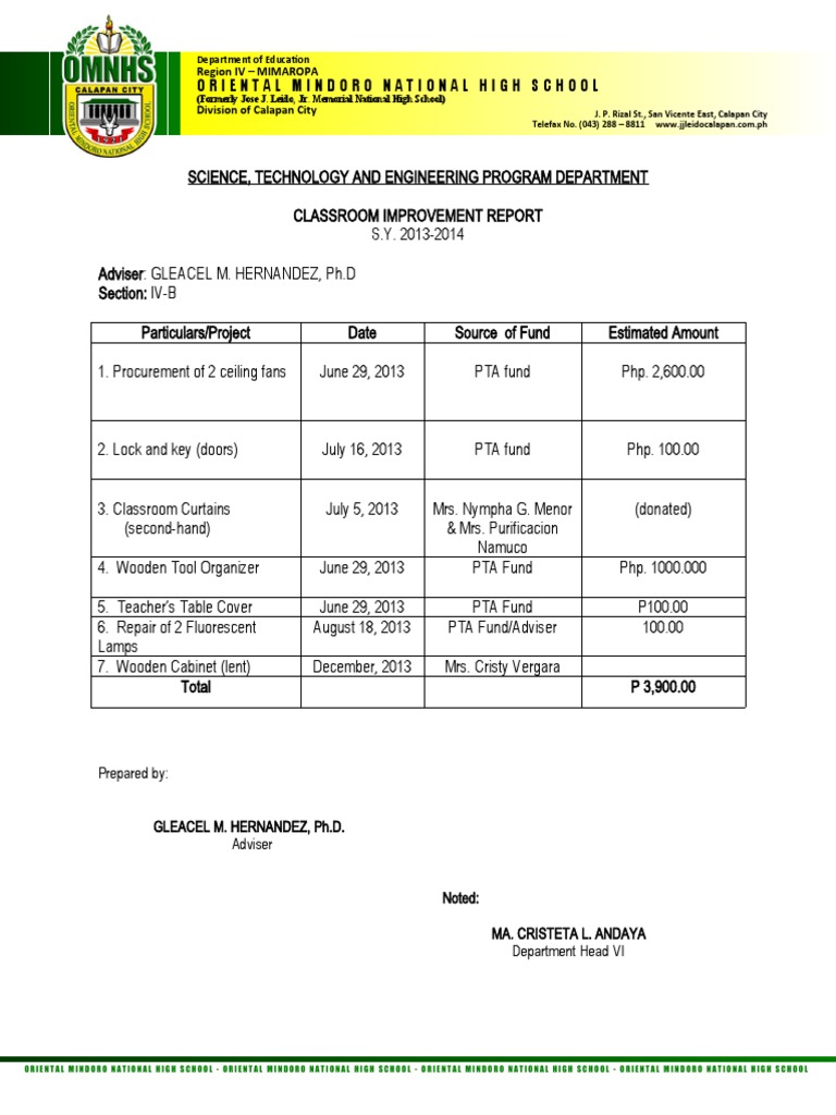 Classroom Improvement Report 2013-14 | PDF | High Schools And Secondary ...