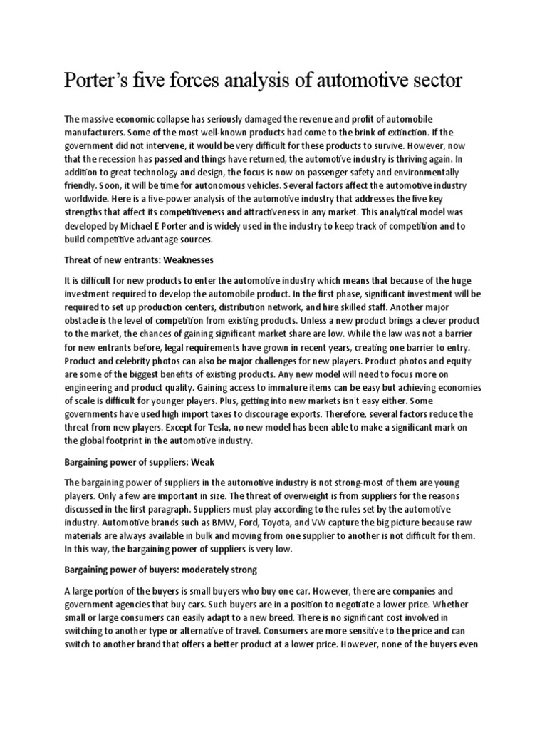 Automotive Sector Competitive Analysis | PDF | Car | Competition