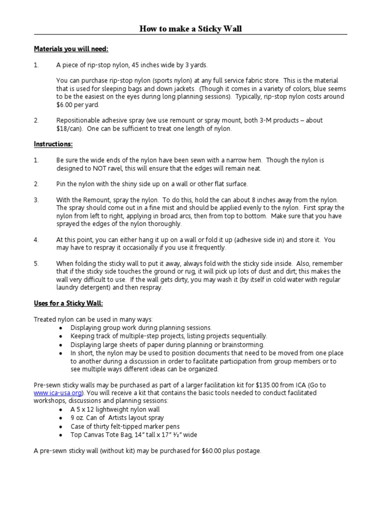 DIY Sticky Wall Instructions and Uses | PDF | Nature