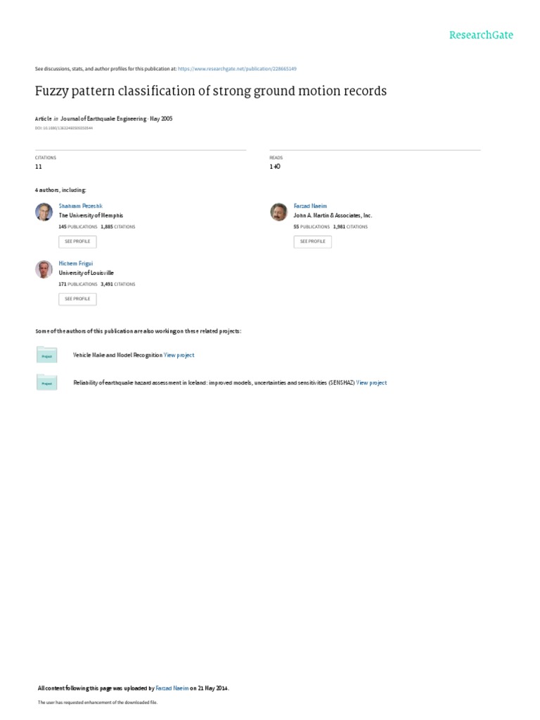 Fuzzy Classification of Ground Motion Records | PDF | Statistical ...