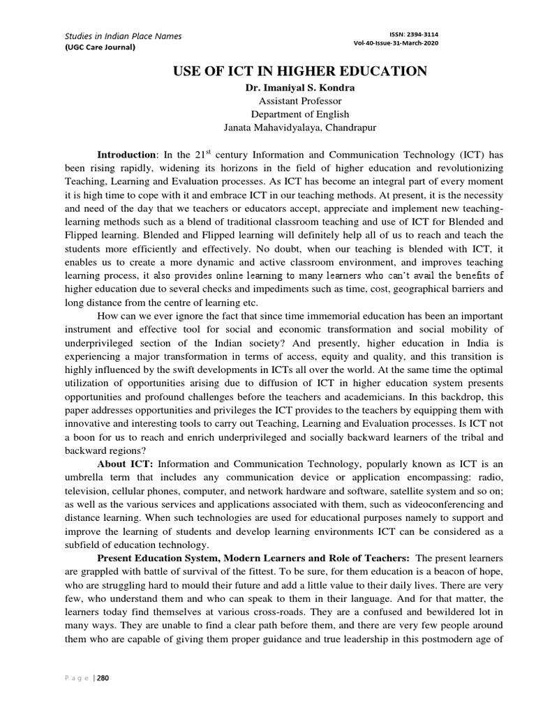 ICT's Impact on Higher Education | PDF | Educational Technology ...