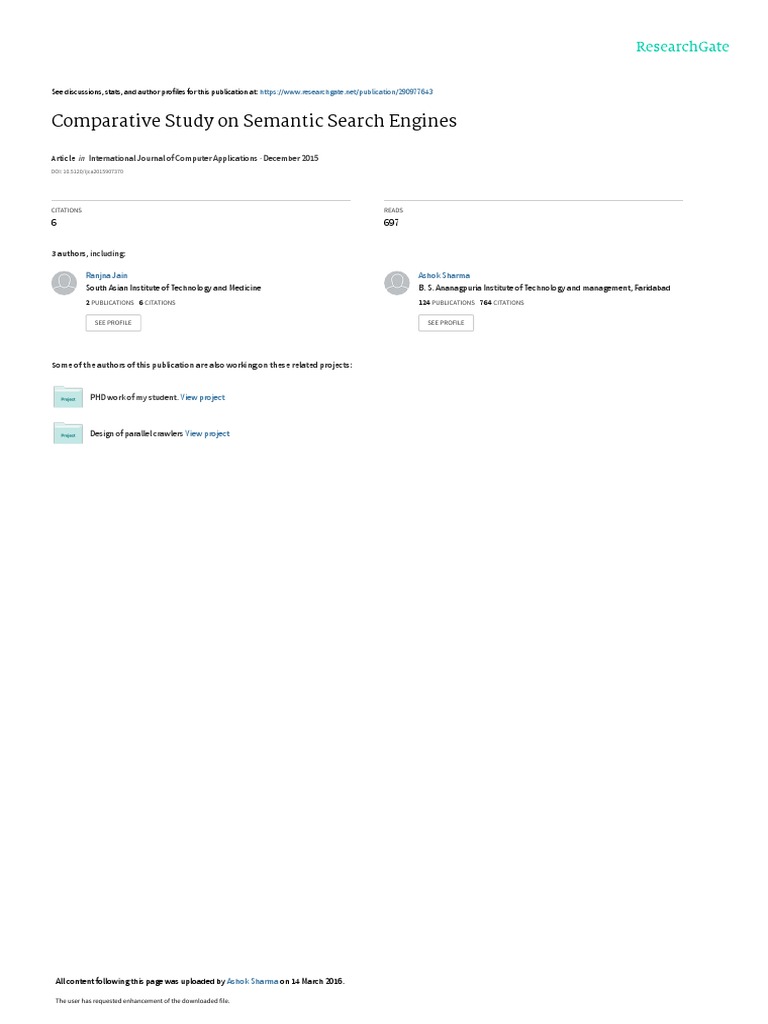 Comparative Study On Semantic Search Engines | PDF | Resource ...