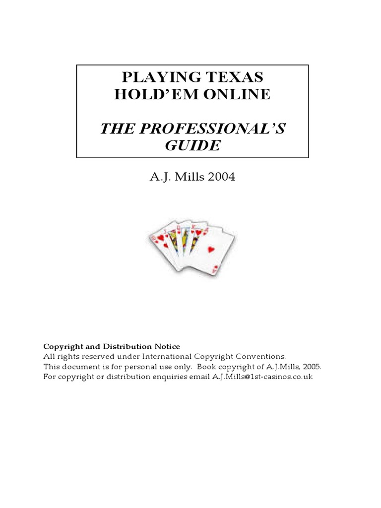 Playing Texas Hold'Em Online The Professional'S Guide PDF Texas