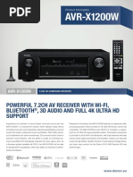 AVR-X1200W: Powerful 7.2Ch Av Receiver With Wi-Fi, Bluetooth, 3D Audio and Full 4K Ultra HD Support