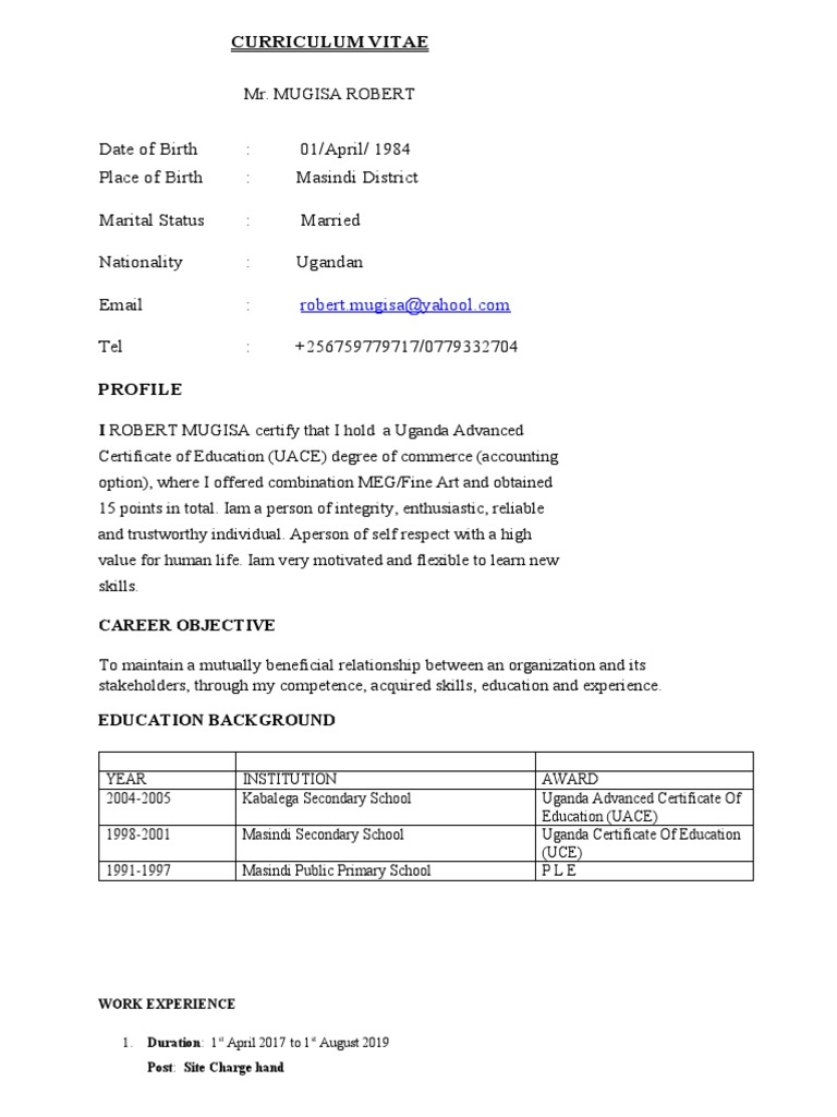 Robert Cv 1 3 Engineering Competence Human Resources
