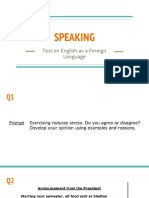 Speaking: Test On English As A Foreign Language