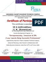 Certificate For "VE.R.DHEVASENAA LL.M., (Busi... " For "FDP Certificate "