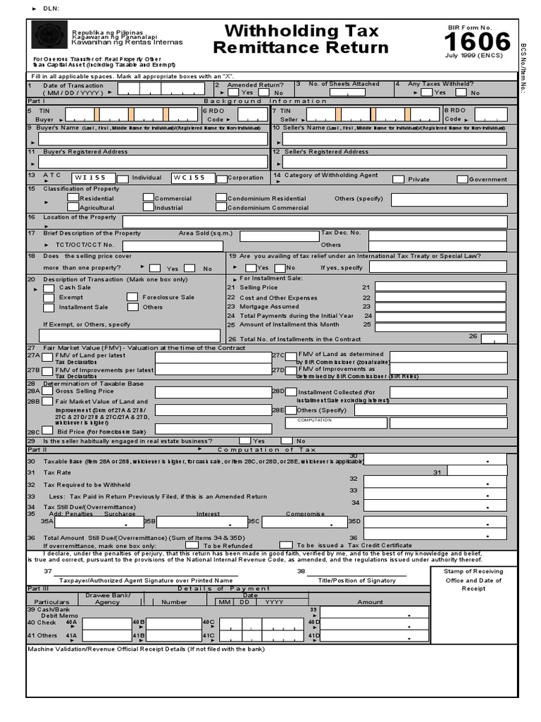 Withholding Tax Remittance Return: Kawanihan NG Rentas Internas | PDF ...