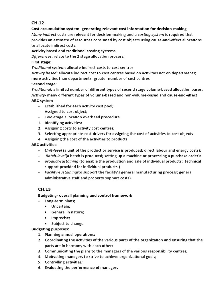 Cost Accumulation Systems for Effective DecisionMaking A Comparison