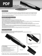 Electric Pet Grooming Comb: Instruction Manual