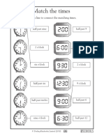 Match The Times: Draw A Line To Connect The Matching Times