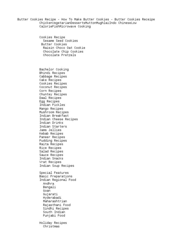 Butter Cookies Recipe How To Make Butter Cookies Butter Cookies Receipe PDF Indian