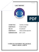 LAB 7 Report: Course Title: Control Systems