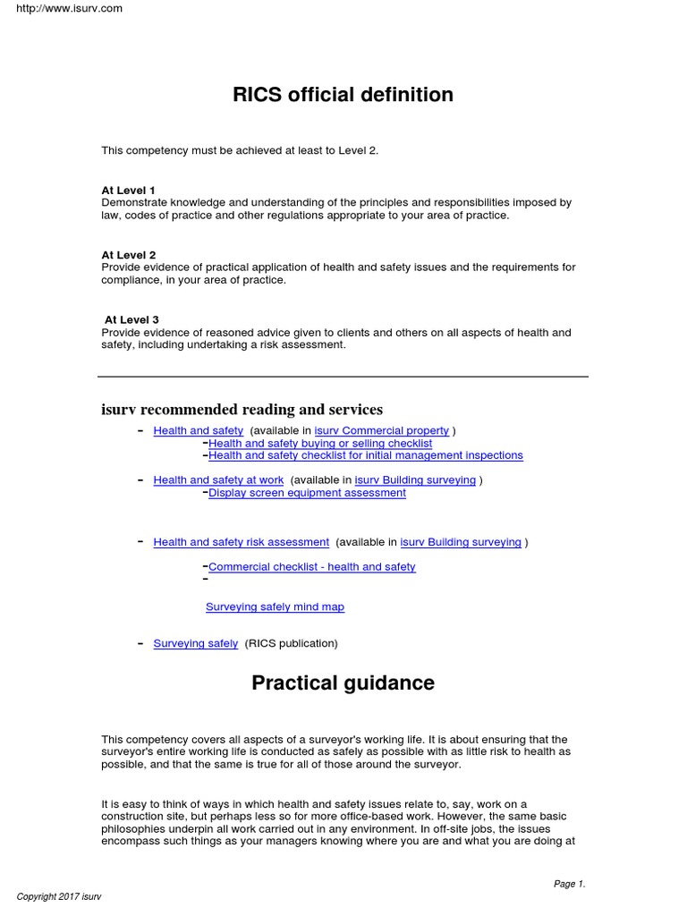 RICS Official Definition: Isurv Recommended Reading and Services | PDF ...
