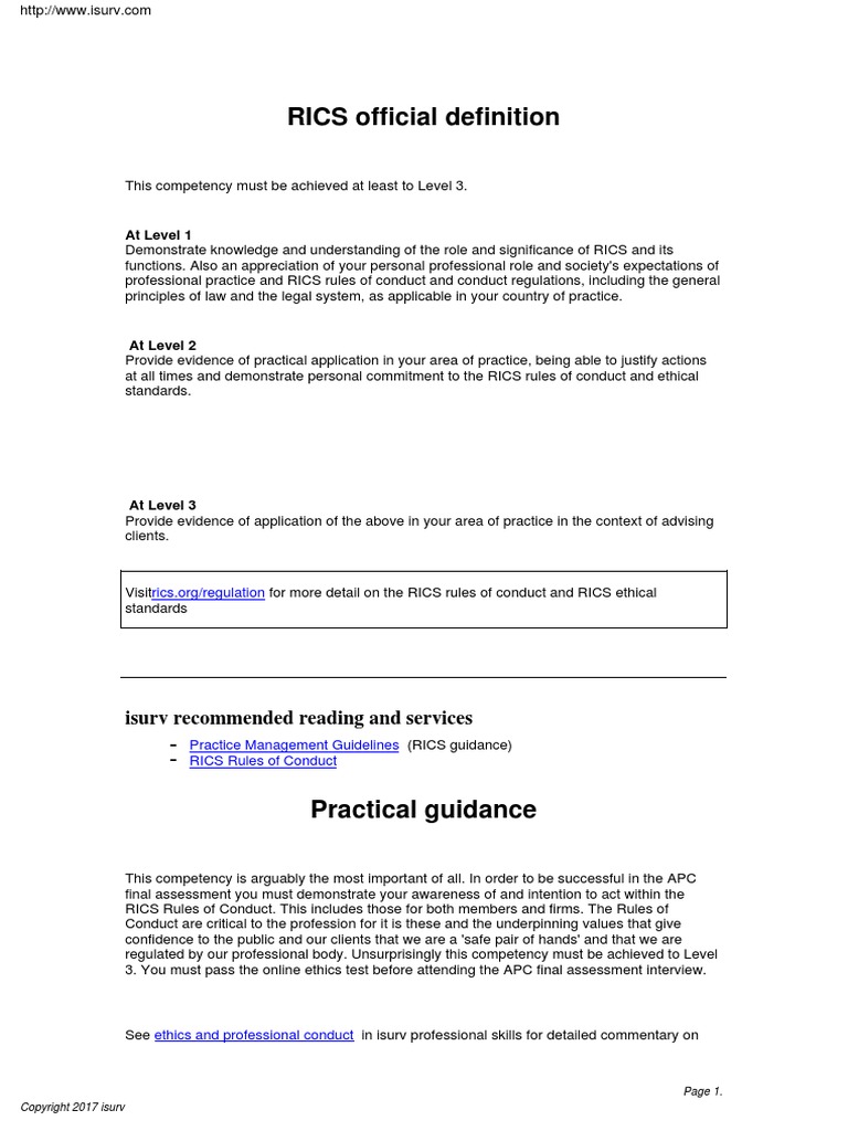 RICS Official Definition: Isurv Recommended Reading and Services | PDF ...