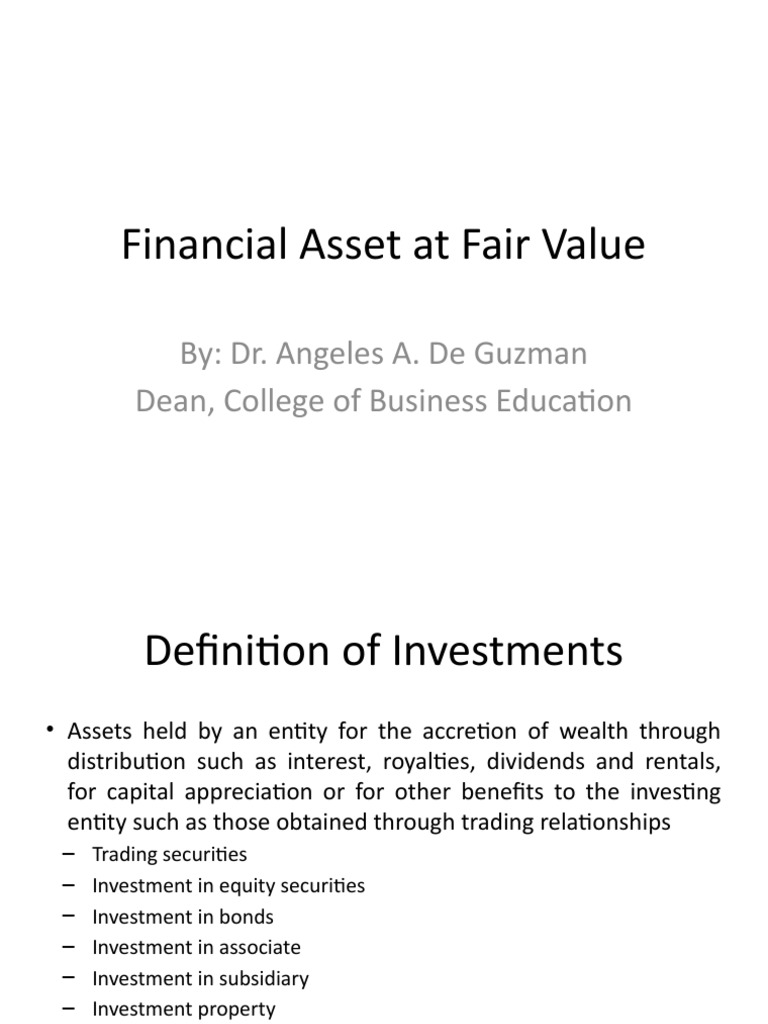 Understanding Financial Assets at Fair Value | PDF | Historical Cost ...