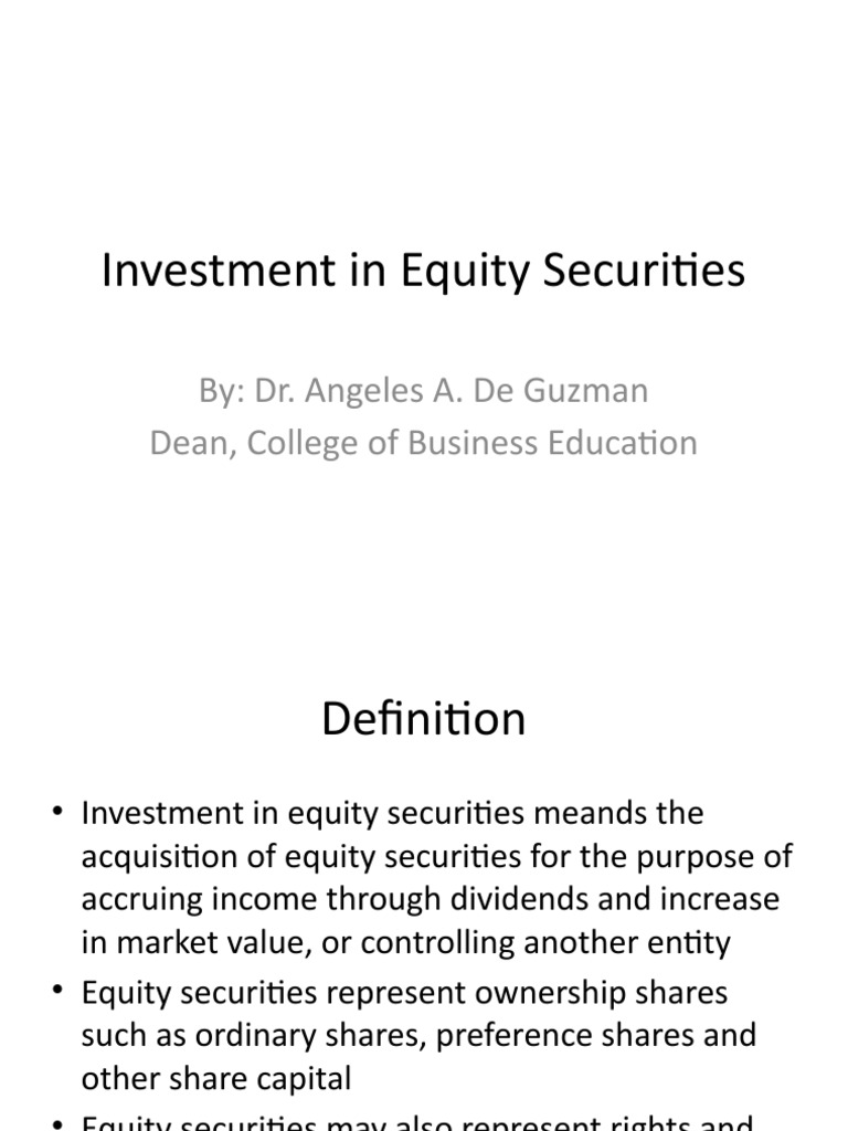 Understanding Equity Securities Investment | PDF | Dividend | Stocks