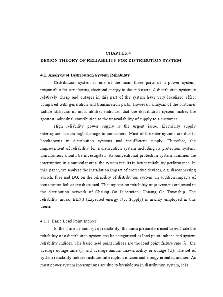 CH 4 | PDF | Reliability Engineering | Electrical Substation
