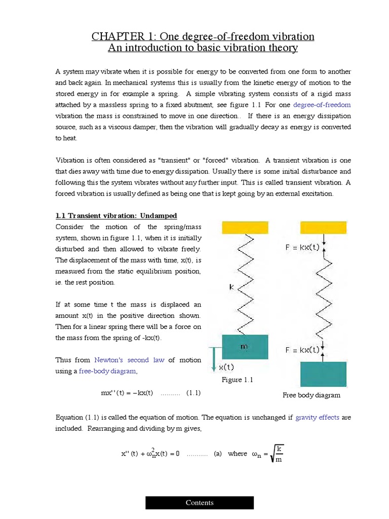 CHAPTER 1: One Degree-Of-Freedom Vibration An Introduction To Basic ...