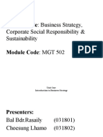 Module Title: Business Strategy,: Corporate Social Responsibility & Sustainability