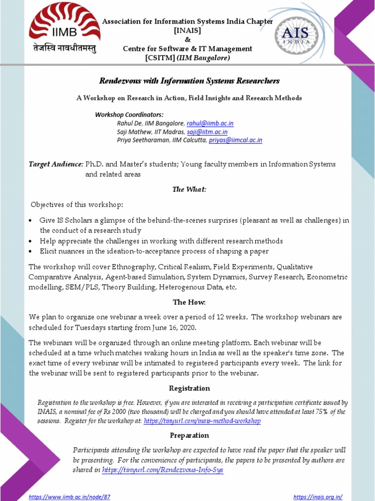 Rendezvous IS Researchers Schedule | PDF | Qualitative Research | Web ...