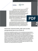 Pruebas perioperatorias COVID-19: Recomendaciones conjuntas ASA-APSF