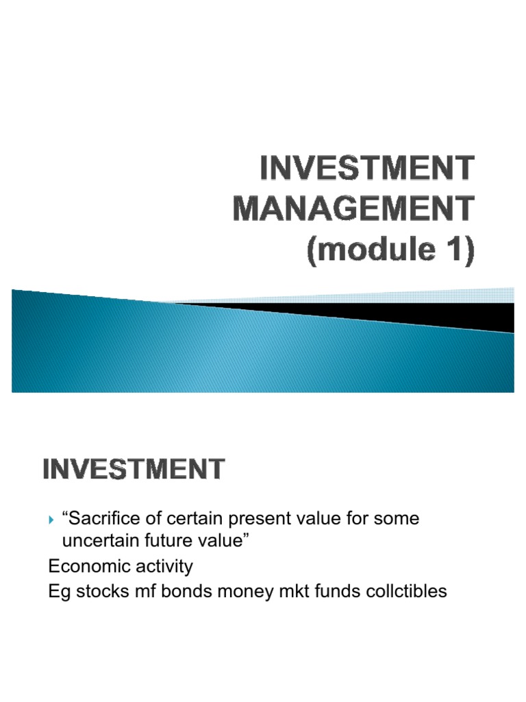 Investment Management Module 1 | PDF | Securities (Finance) | Stocks