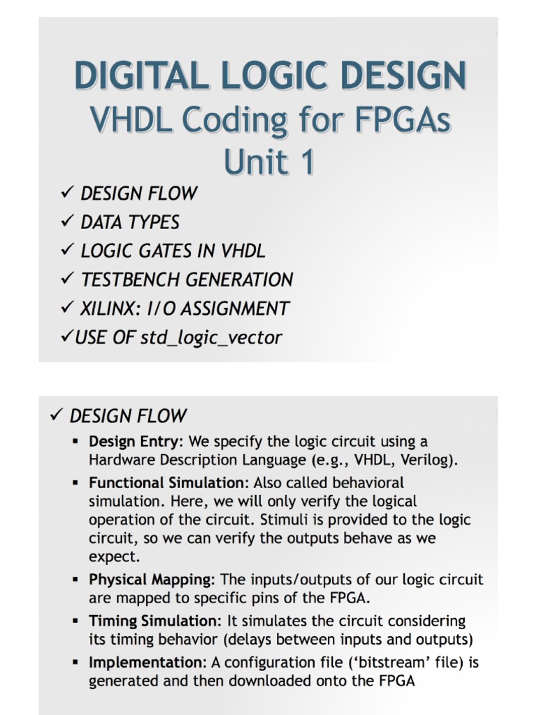 Lecture 6 - VHDL para FPGA PDF | PDF