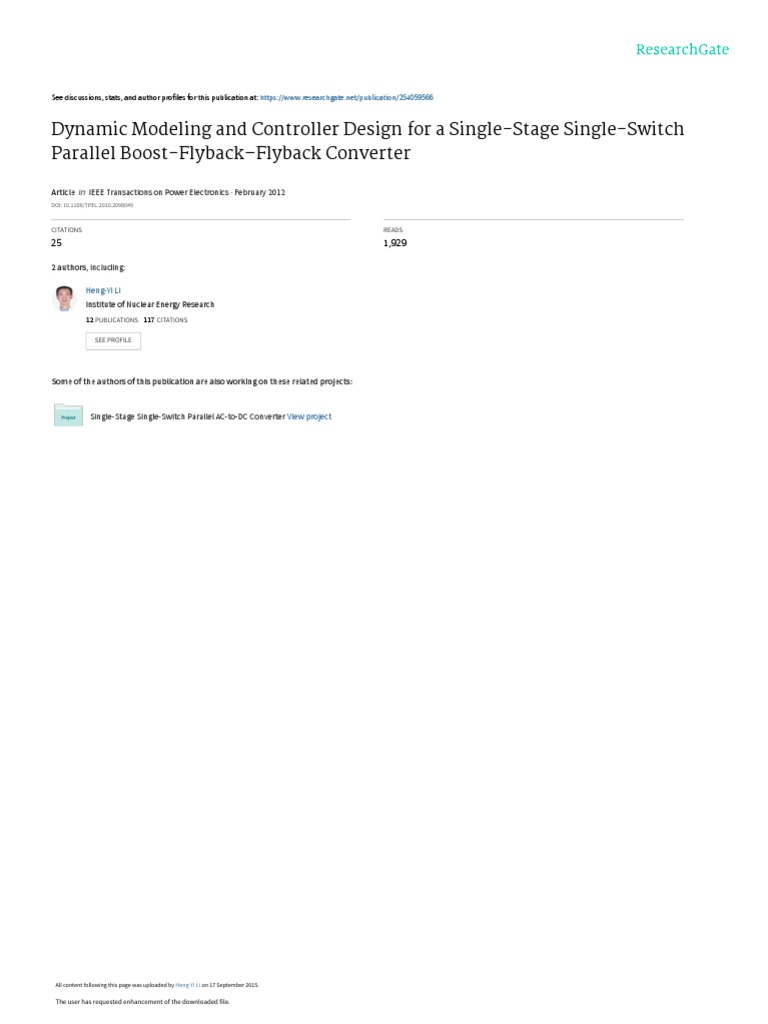 Dynamic Modeling and Controller Design For A Singl | PDF