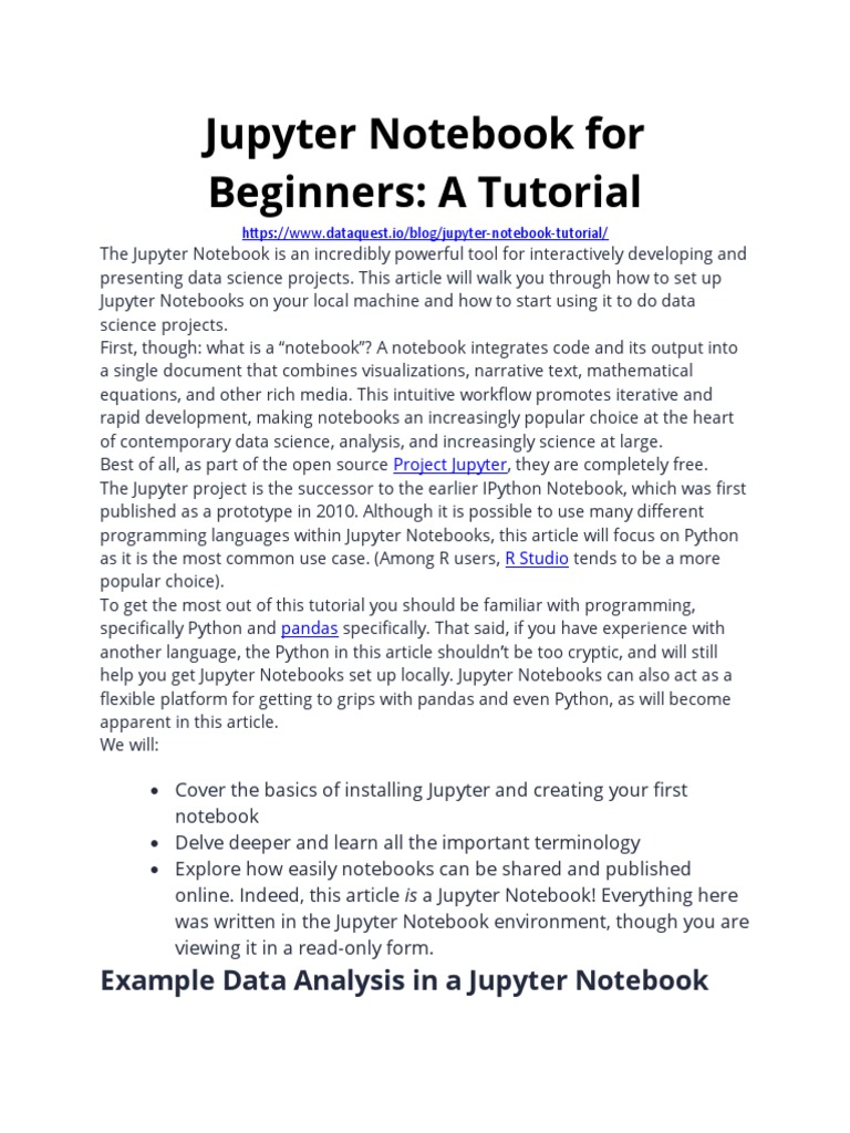 Jupyter Notebook For Beginners | PDF | Matlab | World Wide Web