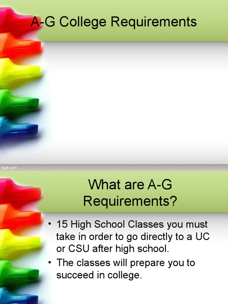 AG Requirements Powerpoint PDF Educational Assessment And