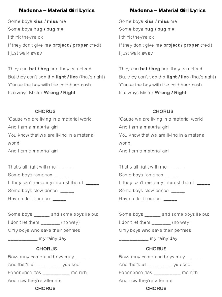 Material girl lyrics