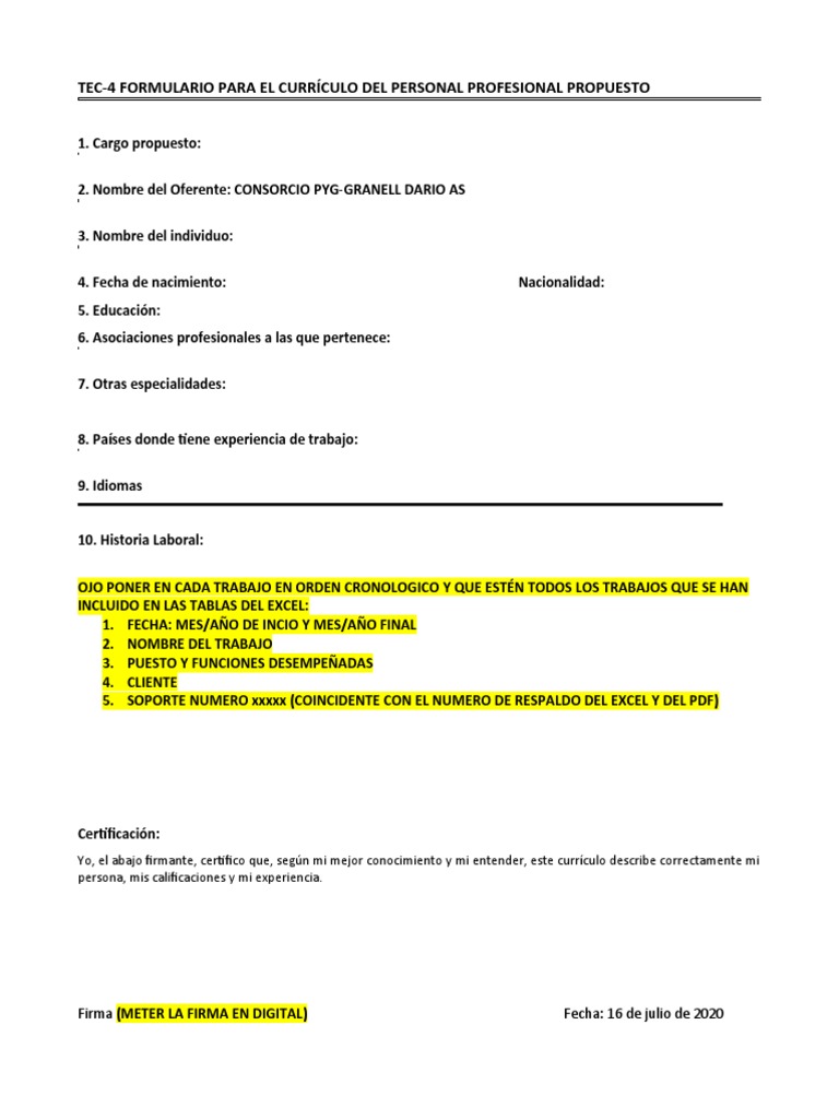 Formulario Currículo TEC-4 Dario Chevchenko | PDF | Crecimiento ...