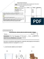 Prueba Ciencias Mes de Agosto Unidad 3 Materiales Lista