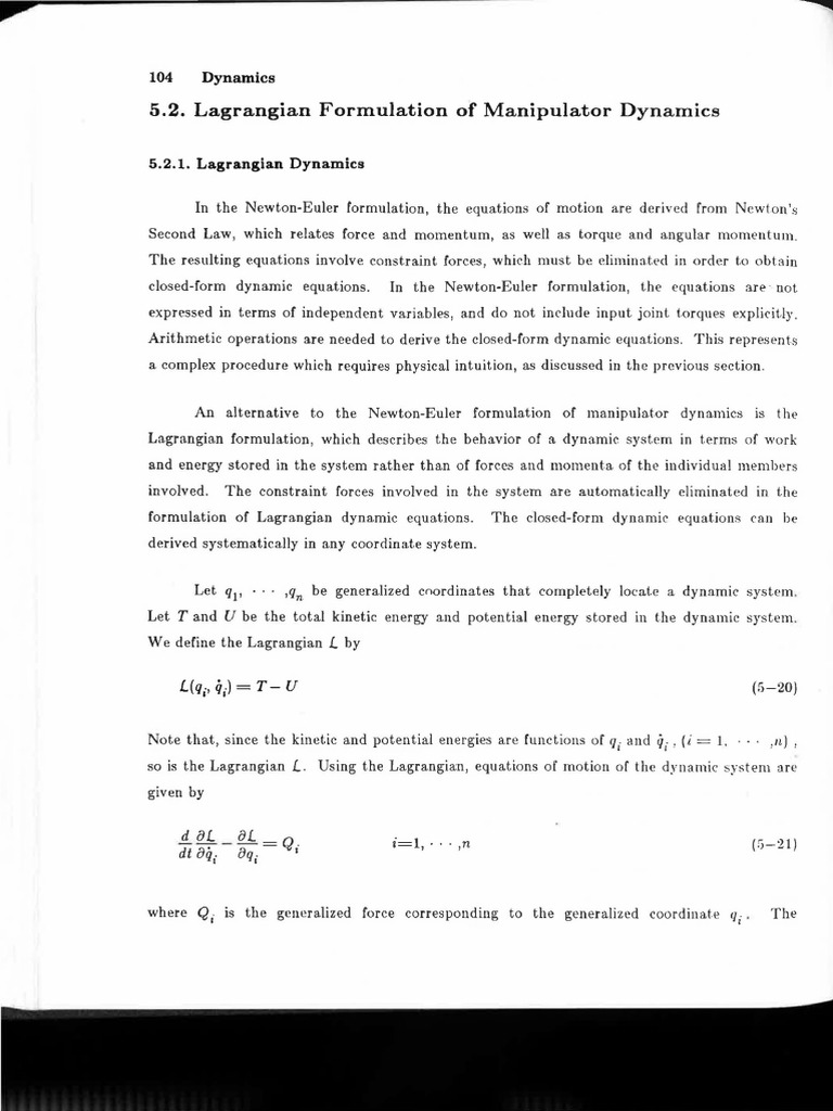 Lagrangian Dynamics of Manipulators | PDF | Lagrangian Mechanics ...