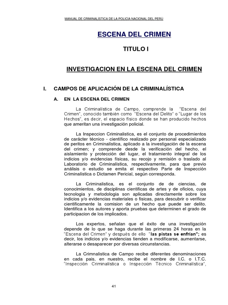 Inspección y Evidencias en la Escena del Crimen | PDF | Ciencia forense ...