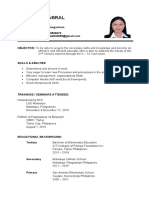 Adelfa T. Cabral's Resume for Teaching Positions