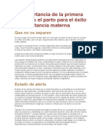 La importancia de la primera hora tras el parto para el éxito de la lactancia matern1