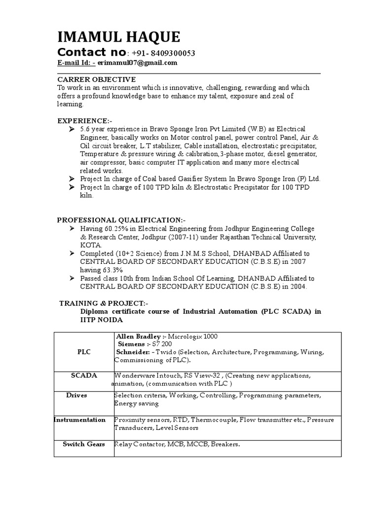 Imamul Haque Contact No Pdf Programmable Logic Controller