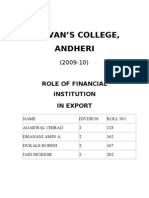 Bhavan'S College, Andheri: Role of Financial Institution in Export