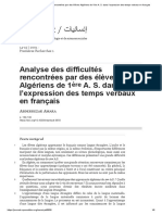 Analyse Des Difficultés Rencontrées Par Des Élèves Algériens