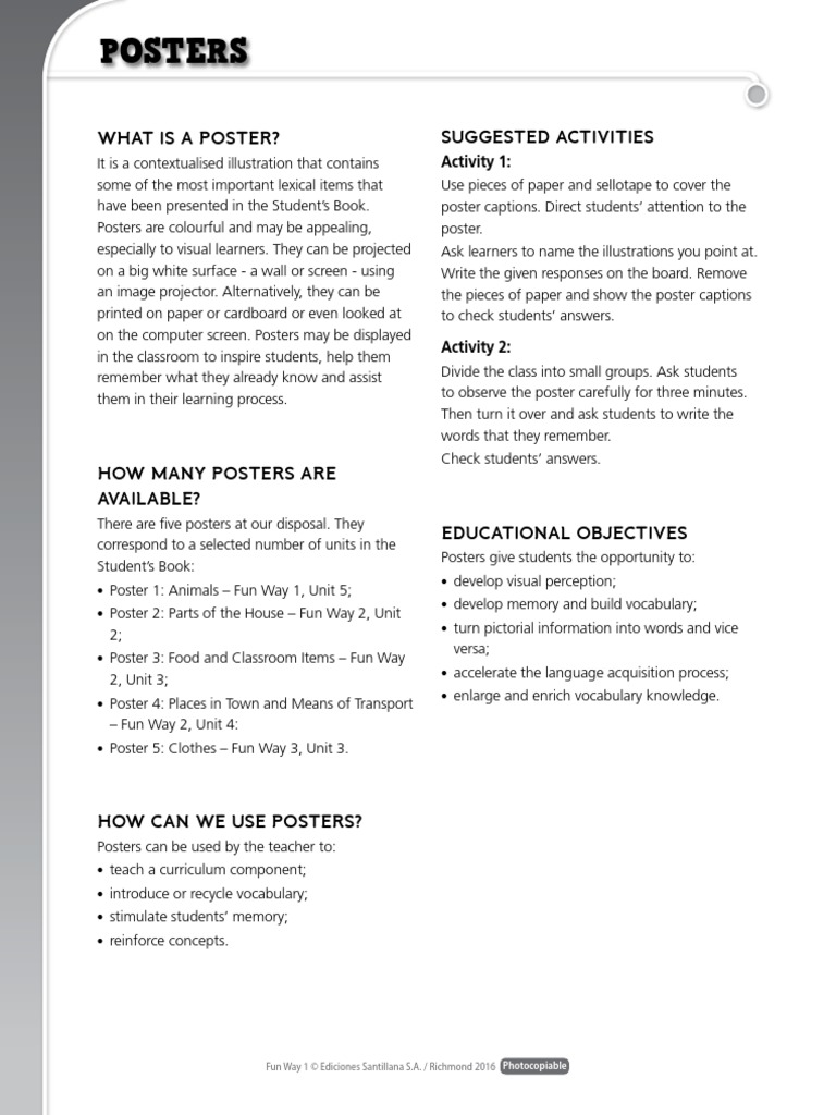 Posters: What Is A Poster? Suggested Activities | PDF | Poster | Vocabulary