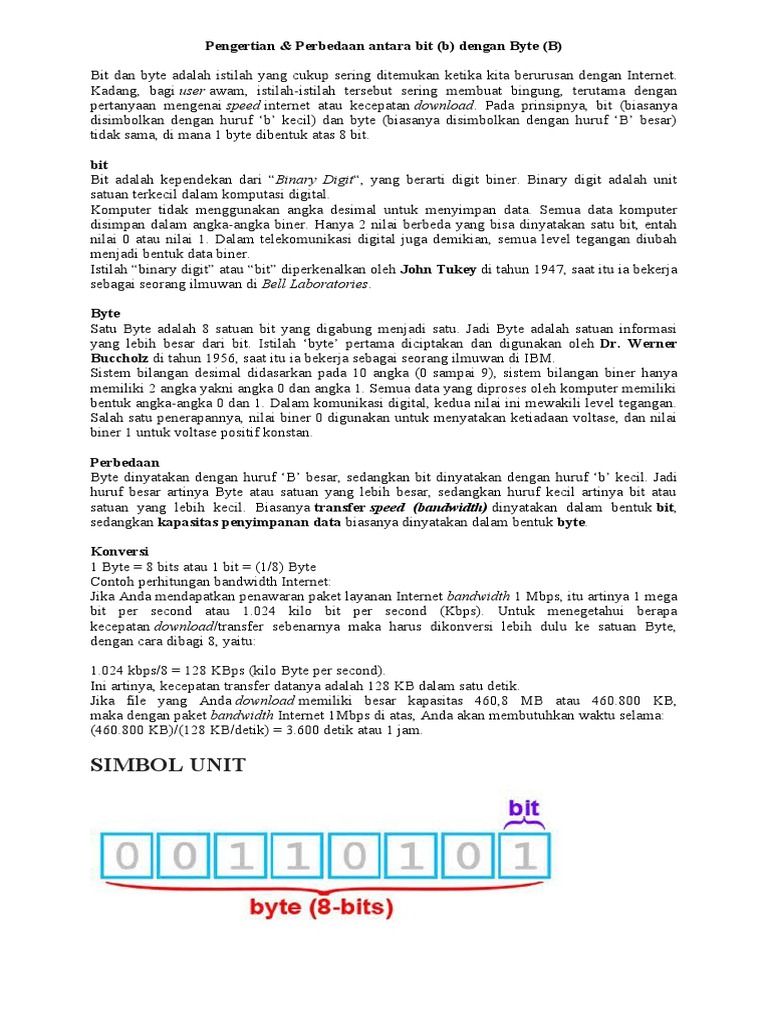 Perbedaan Bit dan Byte dalam Data | PDF | Teknologi & Rekayasa