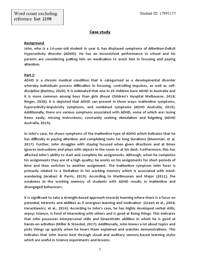 ADHD Case Study: John's Learning Challenges | PDF | Attention Deficit ...