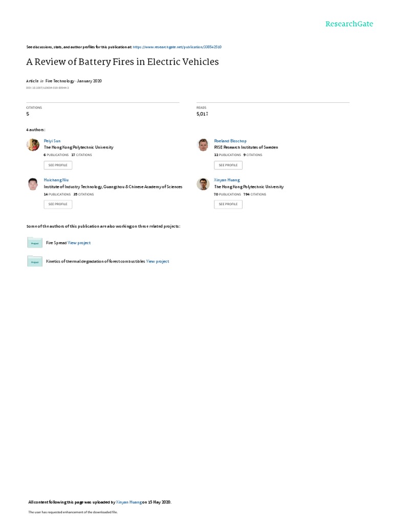 A Review of Battery Fires in Electric Vehicles PDF Electric Vehicle