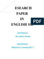 Research Paper IN English 102: Submitted To: Mr. Julito B. Bande