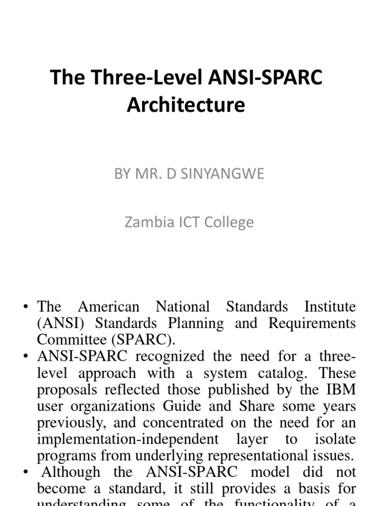4 The Three-Level ANSI-SPARC Architecture | PDF | Database Schema ...